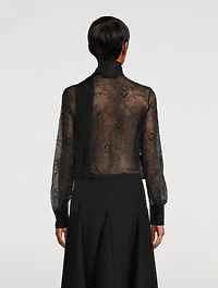 Tie-Neck Lace Blouse
