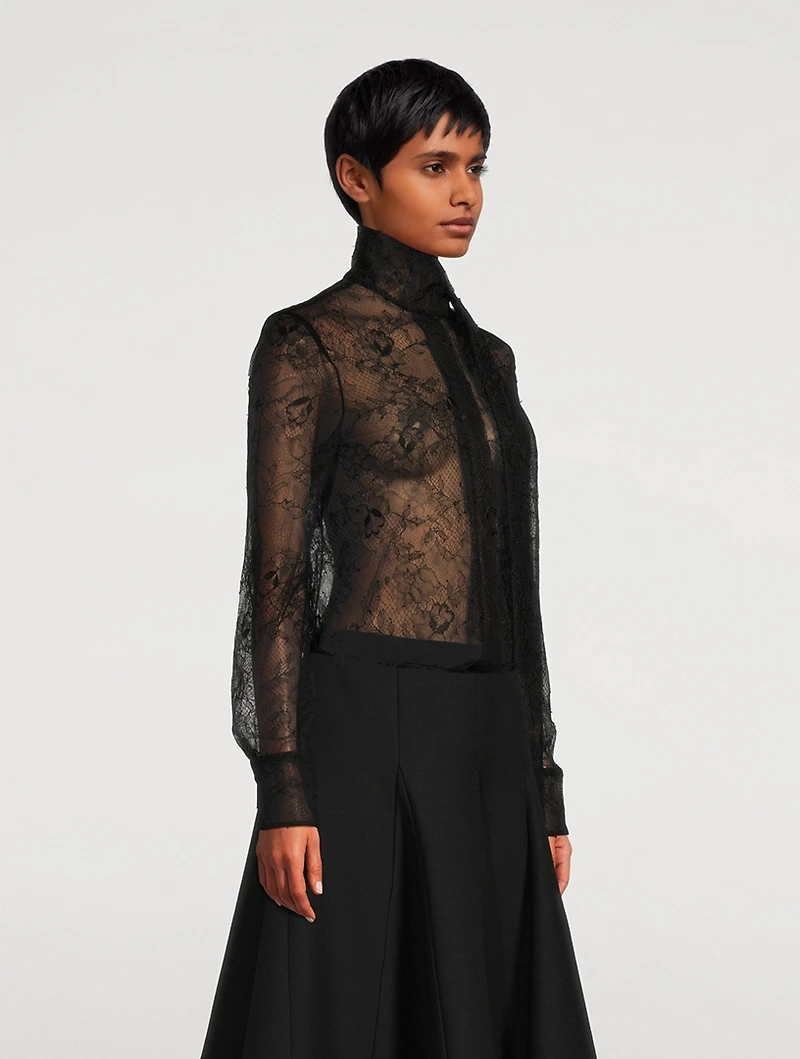 Tie-Neck Lace Blouse