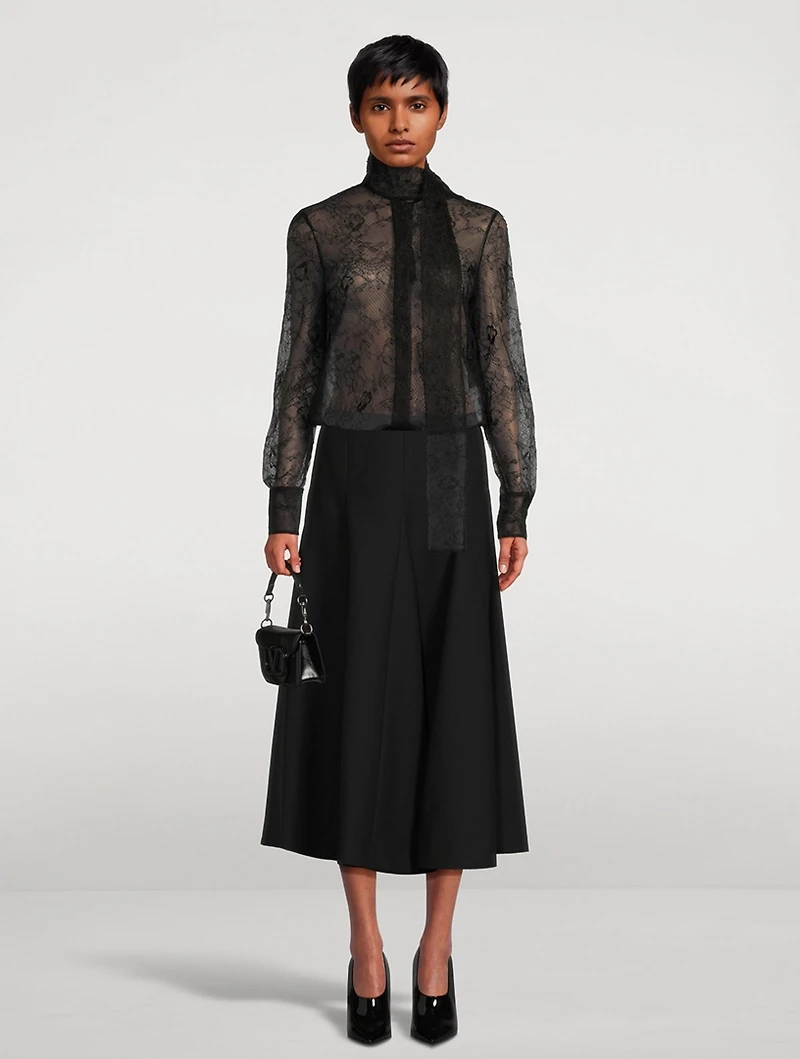 Tie-Neck Lace Blouse