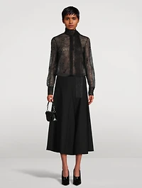 Tie-Neck Lace Blouse