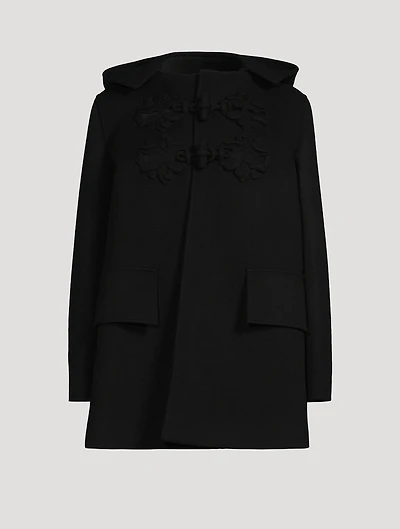 Embroidered Wool Duffle Coat