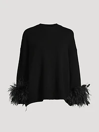 Feather-Trimmed Wool Sweater