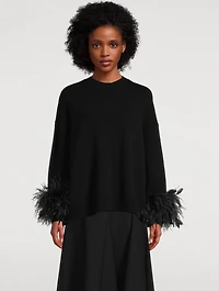 Feather-Trimmed Wool Sweater