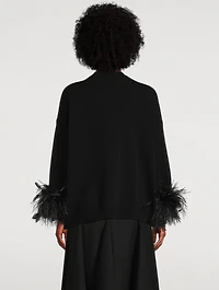 Feather-Trimmed Wool Sweater