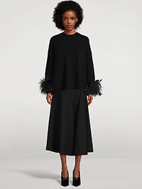 Feather-Trimmed Wool Sweater