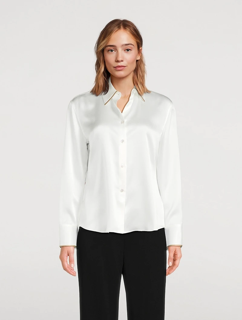 Tipped Silk Satin Shirt