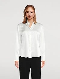 Tipped Silk Satin Shirt