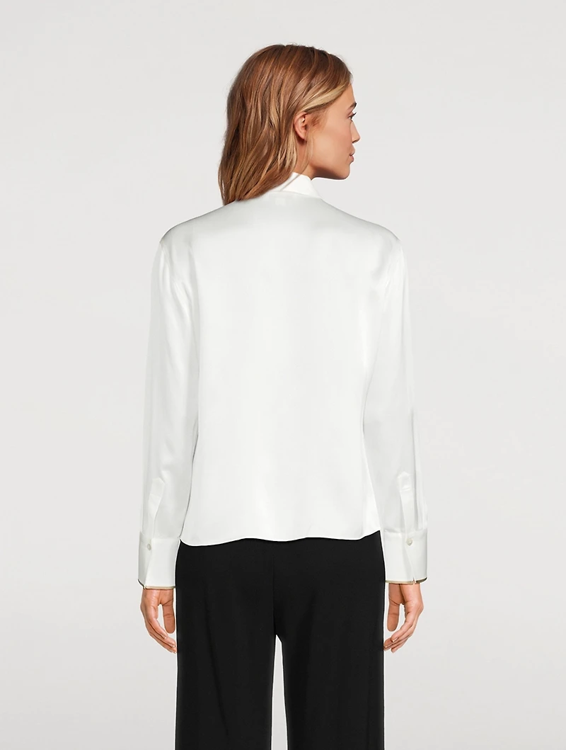 Tipped Silk Satin Shirt