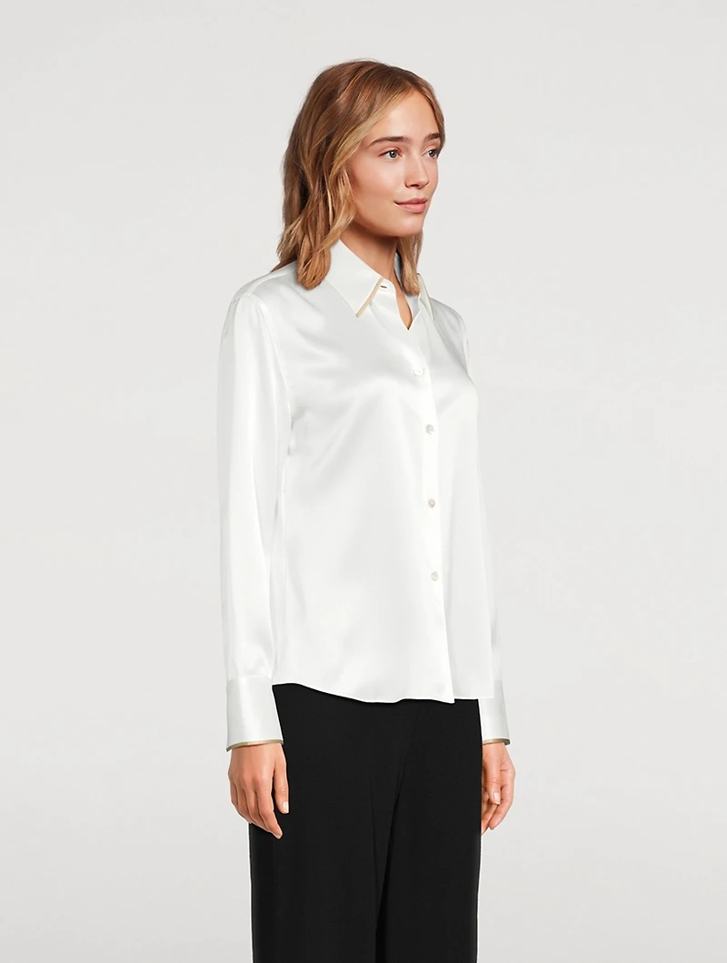 Tipped Silk Satin Shirt