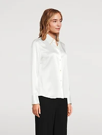 Tipped Silk Satin Shirt