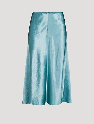 Raw-Edge Paneled Midi Slip Skirt