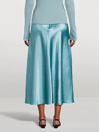 Raw-Edge Paneled Midi Slip Skirt