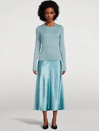 Raw-Edge Paneled Midi Slip Skirt