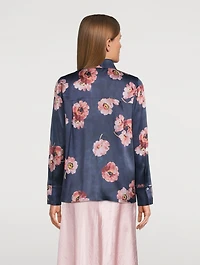 Silk Shirt Painted Poppy Print