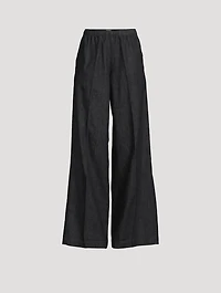 Cotton Twill Wide-Leg Trousers