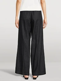 Cotton Twill Wide-Leg Trousers