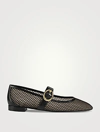 Arabella Mesh Mary Jane Ballet Flats