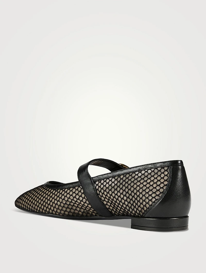 Arabella Mesh Mary Jane Ballet Flats