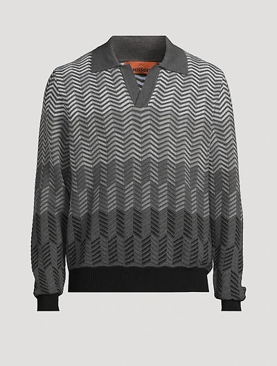 Chevron Wool Polo Sweater
