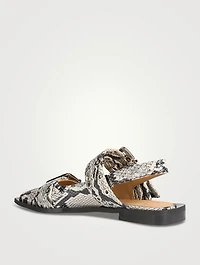 Snakeskin-Embossed Slingback Ballet Flats