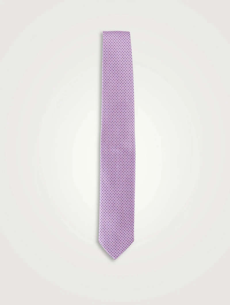 Silk Tie In Micro Geometric Print