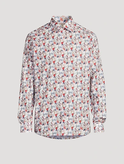 Slim-Fit Fine Twill Shirt Floral Print