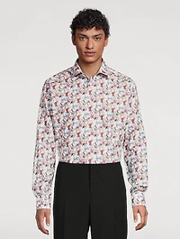 Slim-Fit Fine Twill Shirt Floral Print