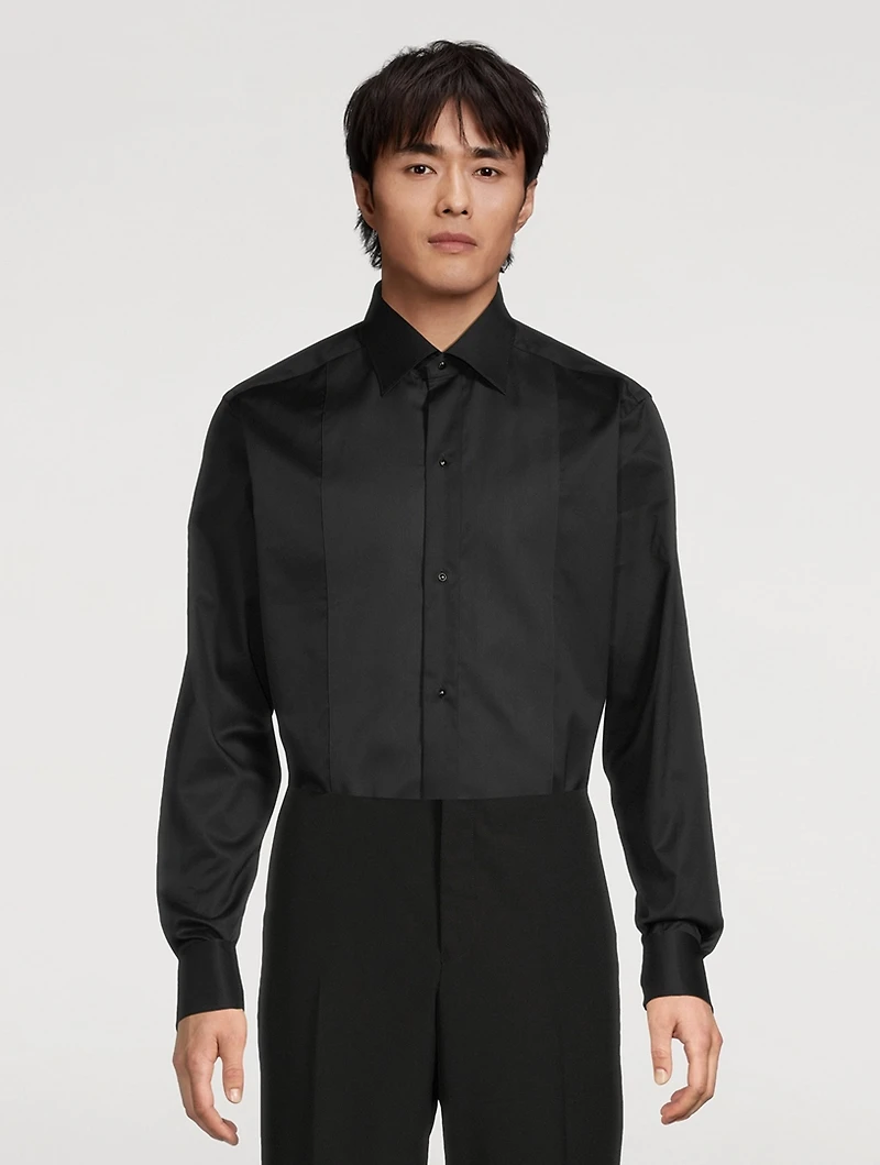 Slim-Fit Striped Bib Formal Shirt