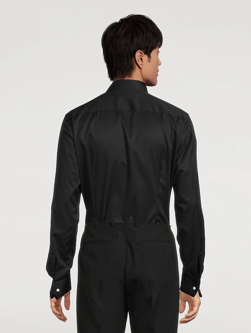 Slim-Fit Striped Bib Formal Shirt