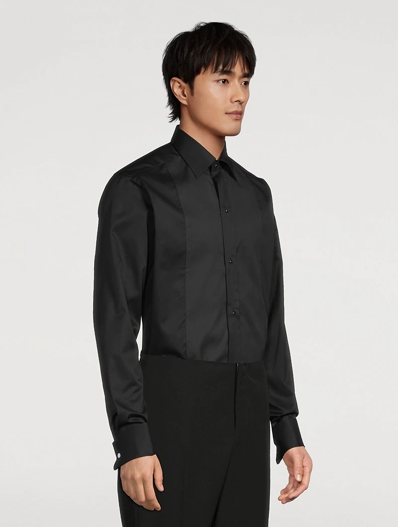 Slim-Fit Striped Bib Formal Shirt