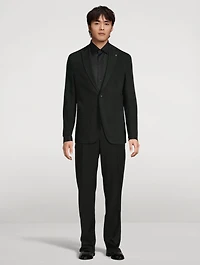 Slim-Fit Striped Bib Formal Shirt