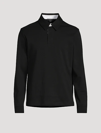 Brushed Pima Cotton Long-Sleeve Polo