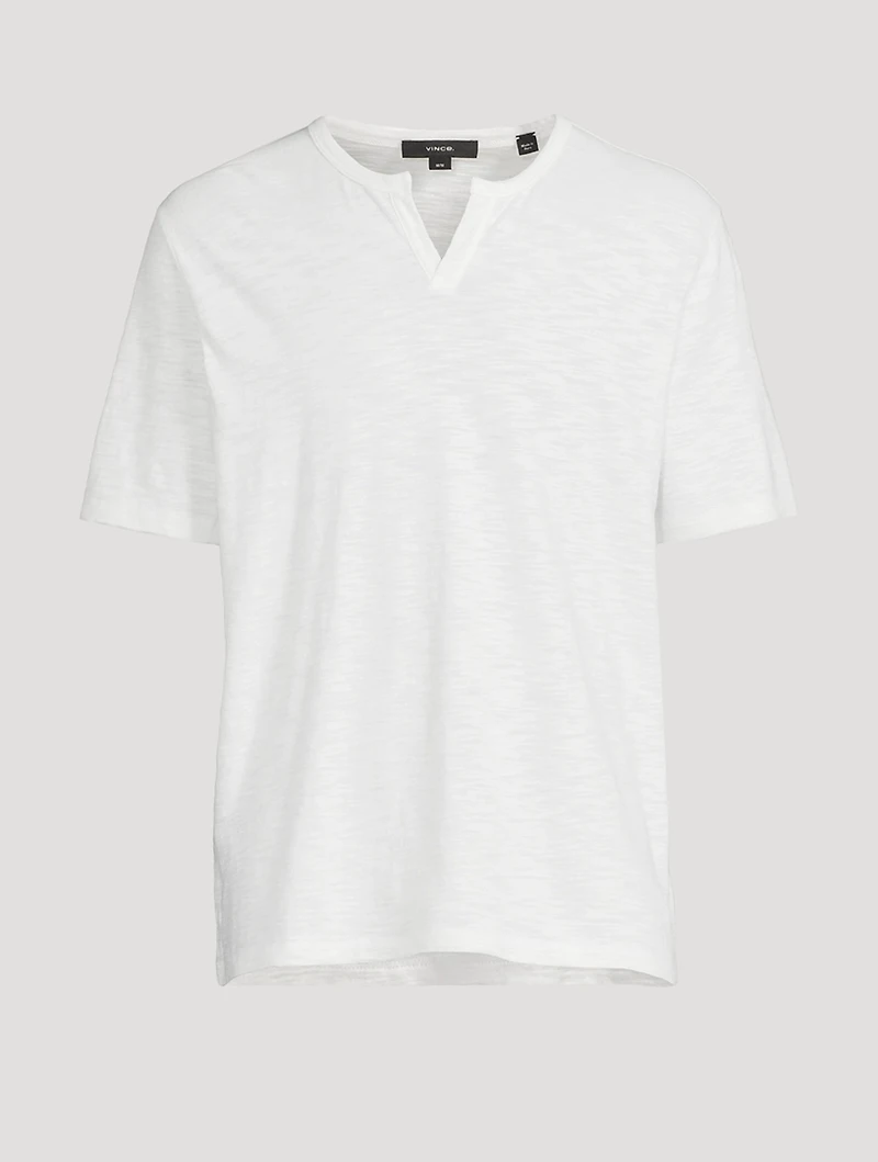 Slub Cotton Split-Neck T-Shirt