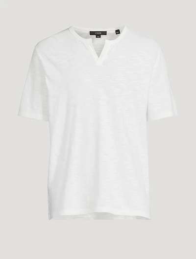 Slub Cotton Split-Neck T-Shirt