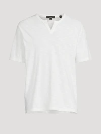 Slub Cotton Split-Neck T-Shirt