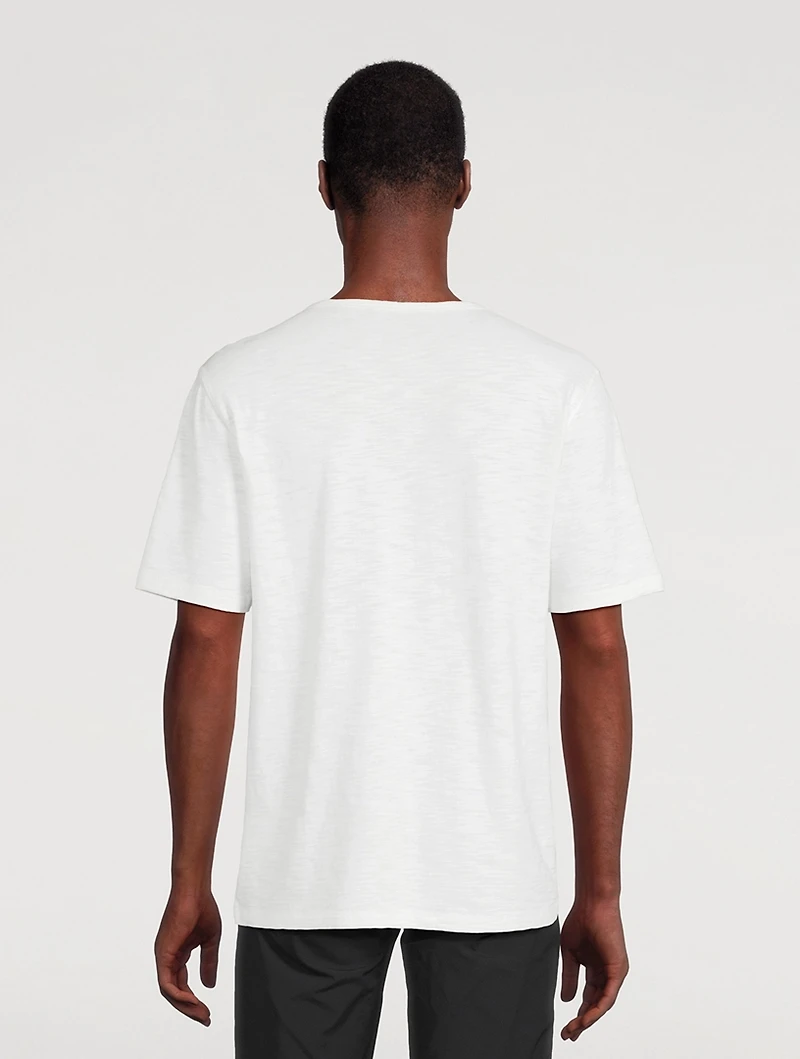 Slub Cotton Split-Neck T-Shirt