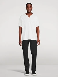 Slub Cotton Split-Neck T-Shirt