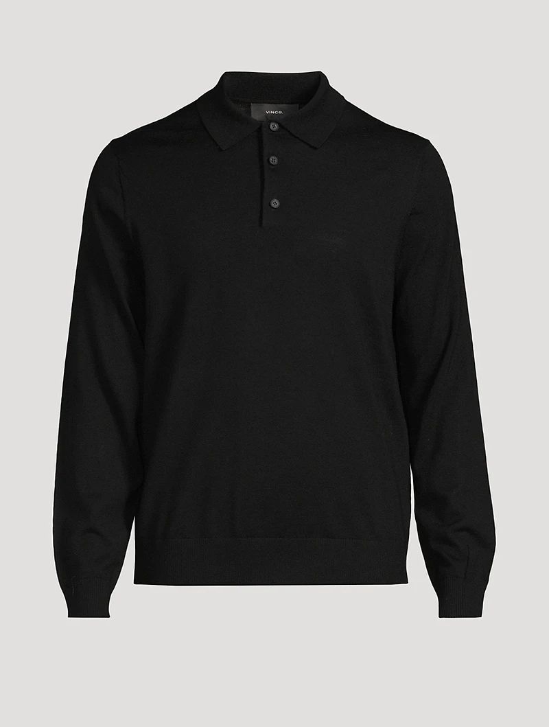 Wool Long-Sleeve Polo Sweater