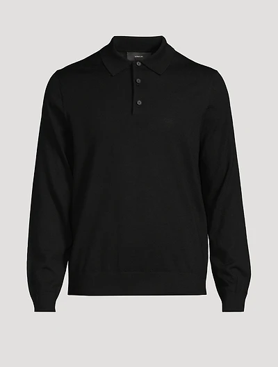 Wool Long-Sleeve Polo Sweater