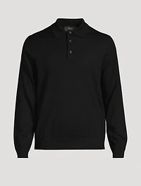 Wool Long-Sleeve Polo Sweater