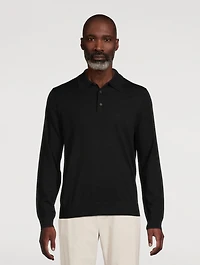 Wool Long-Sleeve Polo Sweater
