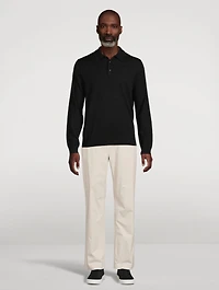 Wool Long-Sleeve Polo Sweater
