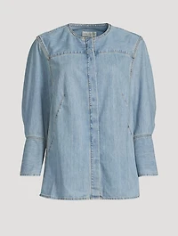 Collarless Denim Shirt