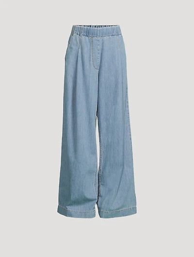 Wide-Leg Denim Pants