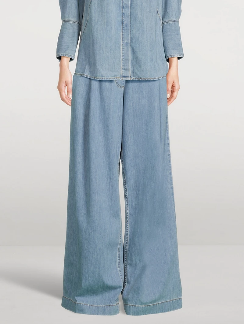 Wide-Leg Denim Pants