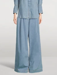 Wide-Leg Denim Pants