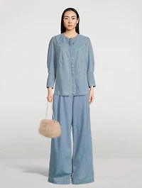 Wide-Leg Denim Pants