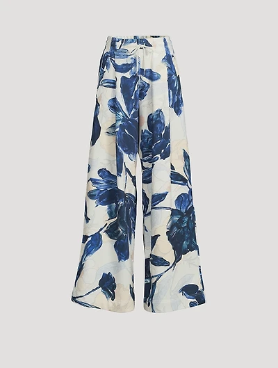 Printed Wide-Leg Sweatpants