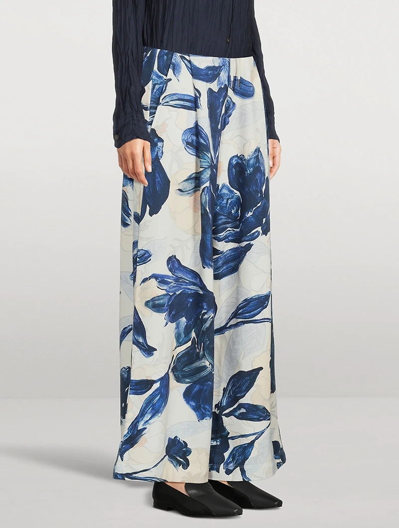 Printed Wide-Leg Sweatpants