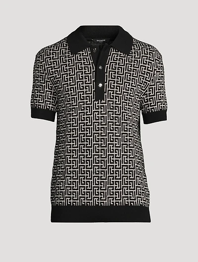 Monogram Wool And Linen Polo Shirt